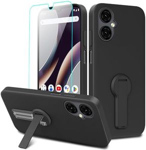 Nijiadi Case for BLU G53 Phone Case with Glass Screen Protector, Built-in 360° Rotatable Folding Hidden Kickstand/Stand Silicone TPU Protective Cover Case for BLU G53 - Black