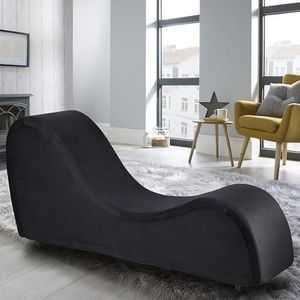 KORZEY Yoga Chaise Lounge Chair, Yoga Chair Indoor for Stretching, Relaxation, Exercise, Ergonomic Design Sofa Couch Removable & Washable for Bedroom, Living Room (Black)