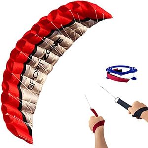 HENGDA KITE 2.5m Dual Line Stunt Parafoil Kites Soft Stunt Kite for Beach Red with Flying Tool