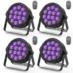 DELIBANG 4pcs 14x6W RGBW LED Par can Stage Lights DMX512 Strobe Lighting with Wireless Remote Adjustable Speed Sound/Auto Disco Light for Party DJ bar Club Band Birthday