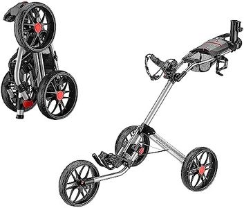 caddytek 3 Wheel Golf Push Cart - Deluxe Quad-Fold Compact Push & Pull Folding Caddy Trolley - Caddylite 15.3 V2 Silver