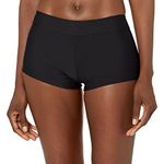 Catalina Women's Standard Boyshort Banded Bikini Swim Bottom Swimsuit, Black, Medium