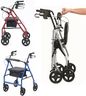 Ultra Lightweight Folding rollator Wheeled Walker Walking Frame with Brakes, seat and Bag - Only 5.8kg, 15cm Wheels (Red)