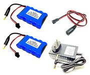 INVENTO 2Pcs 6V 1500mAh Ni-cd Rechargeable 5 Cell Battery Pack with 5.5mm male DC Jack + 7.5V 2A DC Adaptor + Charger Cable