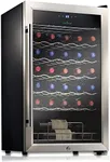 Nutrichef 34 Bottle Wine Fridge | Single Zone Wine Chiller for Chilled Wines | Adjustable Temperature 41F - 64 F | Ultra Quiet Operation | Wine Cooler for Home & Office | 33x19x17 IN | Stainless Steel