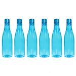 PEARLPET Azzure Water Bottle for Home | Leak Proof Bottles for Refrigerator | BPA-Free, Food Grade, Plastic | Set of 6, 1000 ML Each, Blue