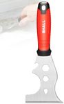 SHALL 8-In-1 Paint Scraper, Stainless Steel Paint Remover Scraper Tool, Putty Knife with Hammer End and Comfort Handle, Metal Spackle Scraper for Removing Drywall Paint, Caulk, Wood, Wallpaper