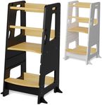 Bey&Co® Wooden Learning Tower – Observation Tour for Children – 3 Adjustable Heights, Non-Slip Surface and Stable Legs – Montessori Method (Black)