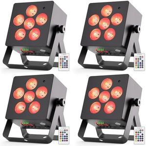 Battery Powered Stage Lights 6in1 RGBWA+UV 6LED Rechargeable Par Can Light Remote APP DMX Control Uplights for Event, Wedding, Church, Stage, DJ Disco, Dance Party