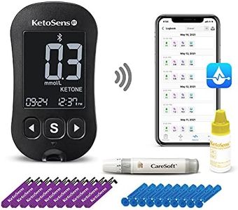 KetoSens Blood Ketone Monitoring Starter Kit with Bluetooth - Ideal for Keto Diet. Includes Meter, 10 Ketone Test Strips, 1 Control Solution Vial, 1 Lancing Device, 10 Lancets & Travel Case