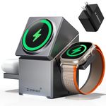 ZEEHOO Wireless Charging Station, CubeTrick-X Qi2 15W Fast Charge, 3 in 1 Wireless Charging Station for Apple Watch Charger, for iPhone 15, 14, 13, 12 Series, AirPods (30W USB-C Charger Included)