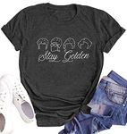 Golden Girls Shirts for Women Inspiration Letter Graphic Kindness Shirts Casual 80s Vintage Tee Tops, Grey, Medium