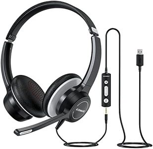 KONNAO USB Headset with Microphone, 3.5mm Wired Computer Headsets with Noise Cancelling Microphone, Stereo Headphones with MIC for PC, in Line Controls, Work Headset for Skype Zoom Tablet Laptop