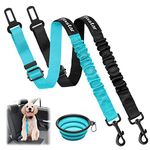 Vastar Dog Seat Belt, 21”-31” Adjustable Dog Car Harness Strap, Dog Tether with Elastic Bungee Buffer, Dog Car Leash with Universal Clip, Dog Seatbelt with Foldable Bowl, Heavy Duty Nylon & Zinc Alloy