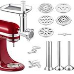 Gdrtwwh Metal Food Grinder Attachment Compatible with All KitchenAid Stand Mixers and PHISINIC Stand Mixer,Includes 3 Sausage Stuffer Tubes