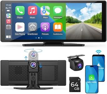 APHQUA Apple Carplay & Android Auto 9.3'' IPS Touch Screen Car Play, with 2.5K HD Dash Cam & 1080P Backup Camera Loop Recording, Portable Car Stereo with Navigation Mirror Link 64G TF/FM/AUX/Bluetooth