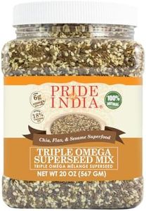 Pride Of India - Triple Omega Superseed Mix - Protein, Fiber, Calcium, Iron, Omega-3, Omega-6, & Thiamin Rich Superfood w/Chia Flax & Sesame Seeds, 1.4 Pound (22oz) Jar