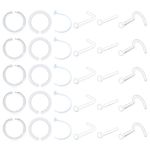 D.Bella 18G Clear Nose Rings Retainer & 20G Clear Nose Rings Hoop Flexible Acrylic Clear Nose Piercing Retainer Kit for Work Surgery, Acrylic, plastic