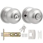 Probrico Satin Nickel Door Knobs with Key, Exterior Door Knobs, Knob Style Entry Door Lock(Not Keyed Alike), 1 Pack