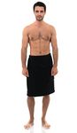 TowelSelections Men's Wrap Adjustable Cotton Terry Spa Shower Bath Gym Cover Up, Black, S-M