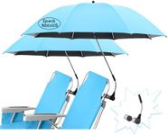 NBtoUS 2 PACK Chair Umbrella with Clamp, UPF 50+ 360°Adjustable Beach Umbrella, Protable Clamp Umbrella for Beach Chair, Camping Chair, Wheelchair, Patio Chair, Golf Cart (Not Include Chair)