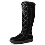 Comfy Moda Winter Boots for Women, Waterproof Tall Snow Boots, Insulated 3M Thinsulate & Fur Lined, Suede Warsaw, Black Size 10