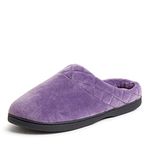 Dearfoams Women's Darcy Microfiber Velour Clog with Quilted Cuff Slipper Smokey Purple M W US