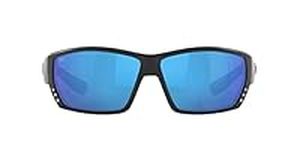 Costa Del Mar Men's Tuna Alley Polarized Rectangular Sunglasses, Blackout/Grey Blue Mirrored Polarized-580G, 62 mm
