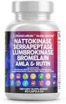 Clean Nutraceuticals Nattokinase 4000 FU Serrapeptase 120000 SPU Lumbrokinase Enzyme Supplement with Bromelain Papain Papaya Enzymes Rutin Extract Amla Magnesium Vitamin B6 & VIT C Capsules