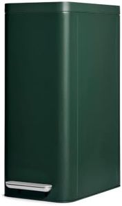 Caraway 45L Slim Step Trash Can - 13 Gallon Stainless Steel Trash Can with Quiet Close Lid and Fingerprint-Resistant Finish - Emerald