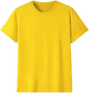 Zmart Australia Adult 100% Cotton T-Shirt Unisex Men's Basic Plain Blank Crew Tee Tops Shirts, Yellow, M