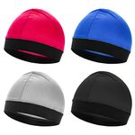 4 Pieces Wave Cap Kid, Children's Satin Wave Cap for Boys and Girls Beanie Cap Football Cap Sports Wicking Cap Running Hat Elastic Caps