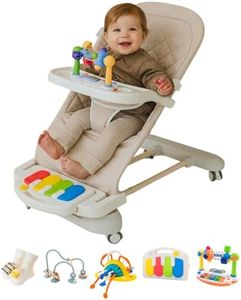 Cuddo Baby Bouncer Montessori| Sensory Toy, Piano, Tray, Rattle Socks| Khaki