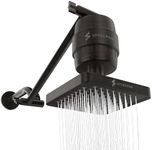 SparkPod 6" High Pressure Rain Shower Head with 23 Stage Filter Capsule & 11 Inch Adjustable Shower Arm Extension - Shower Filter Reduces Chlorine for Smoother Hair & Skin (Square, Oil-Rubbed Bronze)