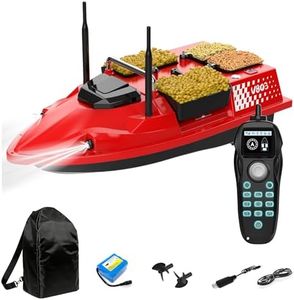 EOQIFJM RC Bait Boat for Fishing with 4 Boxes, Dual Antena and 18000mAh Battery for 500M Long-Range, Bait Boat with LED Light, Hook Release, High-Definition Color Screen Remote Control