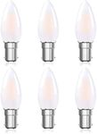 Bonlux B15 LED Candle Light Bulb, Dimmable 4W Small Bayonet Cap Bulbs, 40W Equivalent Bulb, Warm White 2700K, AC220-240V Frosted C35 SBC Energy Small Bayonet Light Bulb, Pack of 6