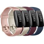 AMCC [4 Pack] Straps compatible with Fitbit Inspire 2 Strap, Soft Silicone Sport Replacement Wristband for Women Men (Rose Gold+Champagne+Wine red+Black)