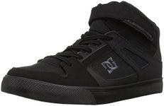 DC Unisex-Child Pure High Top Ev Skate Shoes with Ankle Strap and Elastic Laces, Black/Black/Black, (2.5 M) US Little Kid