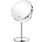 Orange Tech 8-Inch Large Double-Sided Magnifying Makeup Mirror， 360 Degree Swivel 1X/10X Vanity Mirror, Tabletop Mirror with Stand and Removable Base, 15 inch Height