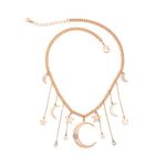 Moon and Star Necklaces, AILUOR Fashion Bohemia Crystal Crescent Moon&Star Necklaces Tassel Pendants Unique Retro Gold Color Delicate Long Sweater Chain Necklace Accessories Jewelry for Women Girl (Tassel Design)