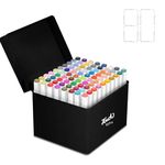 Alcohol Markers 80 Colors,Dual Tip Markers,Permanent Art Markers for Artists, Alcohol Based Markers Set with Case,Brush & Chisel Tip Sketch Markers for Adults or Kids Coloring - White