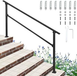 Hand Rails for Outdoor Steps, Aluminium Alloy Outdoor Stair Railing with Installation Kit, Outdoor Handrails for Exterior Steps Porch Railing,5-6 Steps Handrail for Concrete, Porch Steps