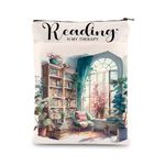 KEYCHIN Reading Is My Therapy Book Sleeve Book Nerd Bookish Gifts Reading Club Book Cover Bibliophile Gifts Bookworm Book Pouch Book Club Quote Gifts (Reading Therapy BS)