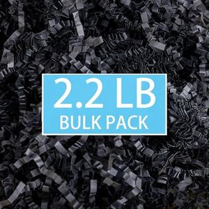 mxxkms 2.2 lbs Bulk Black Crinkle Paper Filler | Vibrant Shredded Paper for Gift Baskets, Boxes & Packaging | Elegant Filler for Christmas, Halloween, Birthdays & All Gift Occasions