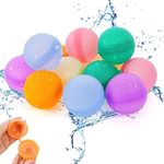 12Pcs Reusable Water Balloons - Silicone Self-Sealing Water Balls, Refillable Water Balls for Boys and Girls, Soft Water Bombs Fun Outdoor Beach Bath Water Toys Summer Swimming Pool Party Supplies