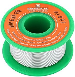 E ENERSYSTEC Electronic Solder Wire Rosin Core Lead Free Electronics Soldering PB Free Solder 0.8mm 200g Fine Alloy Solder Sn99 Ag0.3 Cu0.7 Connector PCB Soldering 0.032in 7.05oz