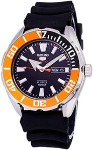 Seiko 5 Sports SRPC59 Men's Rubber Band Orange Bezel 100M Automatic Dive Watch