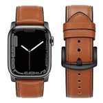 Tasikar Band Compatible with Apple Watch Band 45mm 44mm 42mm 41mm 40mm 38mm, Genuine Leather Silicone Replacement Bracelet Strap Compatible for iWatch SE Series 7 6 5 4 3 2 1-38mm 40mm 41mm/Dark Brown