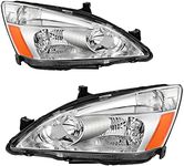 AUTOSAVER88 Headlight Assembly Compatible with 03 04 05 06 07 Accord OE Headlamp Replacement Chrome Housing Clear Lens