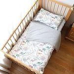 100% Cotton Crib Bedding Set for Infant Boys Girls,3 Pcs Baby Bed Linen Include Duvet Cover,Fitted Sheet,Pillowcase,Nursery Decoration,No Filler